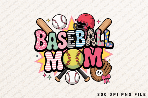 Baseball Mom PNG: Graphics for T-Shirt Designs