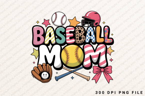 Baseball Mom PNG: Graphics for T-Shirt Designs