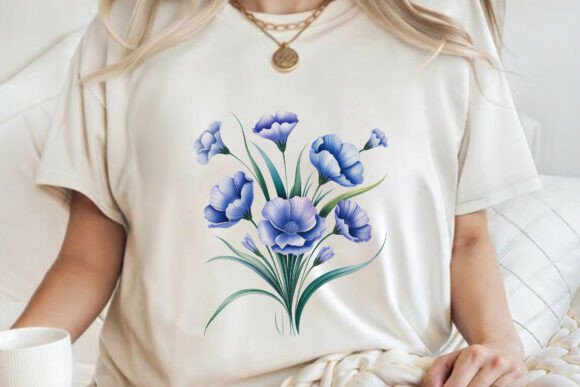 Blue Flower Bouquet Graphics for T-Shirt Designs