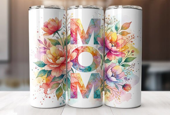 Bright Pink Blue MOM Wrap: Graphics for Tumbler Wraps