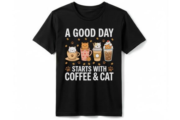 Coffee Cat Graphics for T-Shirt Designs
