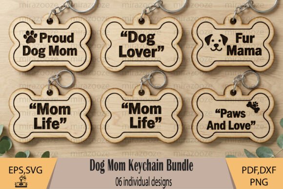 Dog Mom Keychain Bundle for Laser Cutting & Keychains