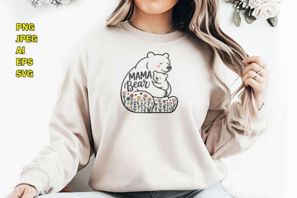 Mama Bear Floral Graphics for T-Shirt Designs