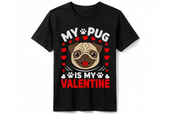 My Pug is My Valentine T-shirt: Graphics & T-Shirt Designs