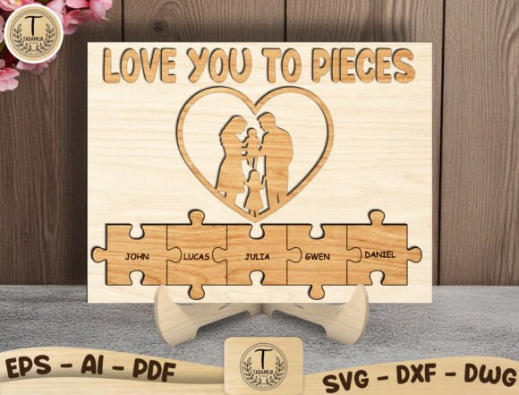 Personalized Family Puzzle SVG for Mother's Day & Laser Cutting