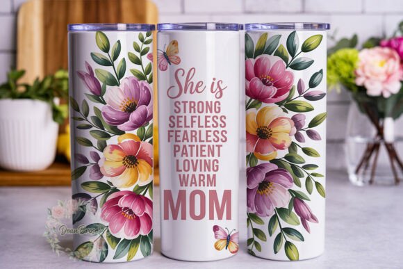 Review: Watercolor Floral Mom 20oz Tumbler PNG for Stitchers