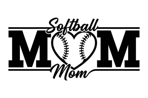 Softball Mom Heart Sports Design: Graphics for T-Shirt Designs