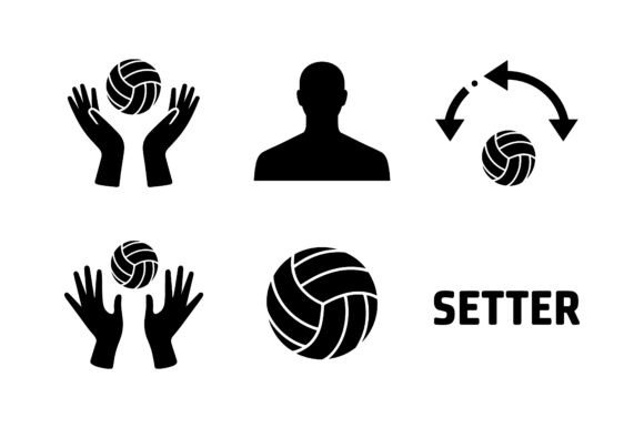 Volleyball Setter Vector Silhouette Set: Sports Graphics & Icons