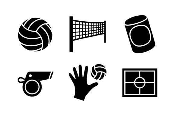 Volleyball Sport Vector Silhouette Set: Graphics & Icons