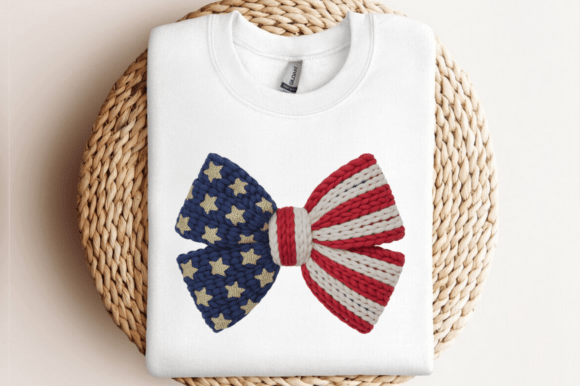 Yarn Patriotic American Flag Bow PNG: Graphics & Illustrations